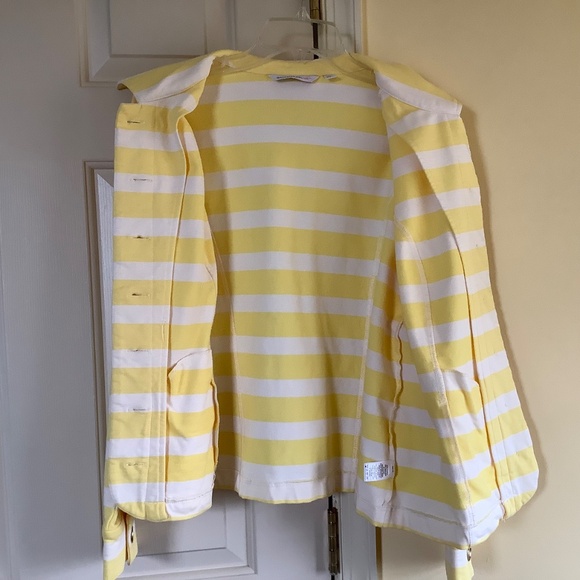 Isaac Mizrahi Striped Button Front Knit Jacket Yellow SZ M - Picture 12 of 16